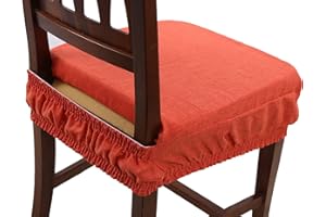 Zucchissime Set 6 Cuscini Sedia Coprisedia Imbottiti Vesto Molla Loneta con Elastico Tinta Unita (40x40 cm) EGIDIOSRL (Arancione)