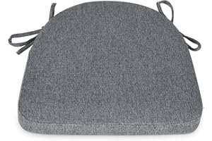 TANYOO Sitzkissen Stuhl Waschbares Stuhlkissen mit Bindeband 43 * 41cm Rutschfestes Sitzpolster halbrund geeignet für Gartenstuhl, Esszimmerstuhl oder Bürostuhl (Anthrazit)