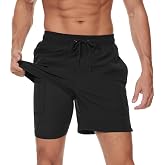 Kfnire Men's Swim Shorts with Compression Lining and Pockets, Swim Shorts Quick Dry Water Repellent Swim Trunks for Men