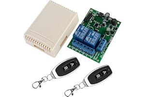 CRESBEL 433 MHz FR Télécommande sans fil 2 canaux, 10 A AC 220V 230V 240V Récepteur relais sans fil RF module relais interrupteur émetteur de commande pour porte de garage volets roulants lumière
