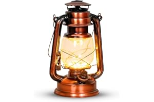 Eaxus® 15 LED Linterna de cobre con diseño de lámpara de aceite - Preciosa decoración de salón y jardín