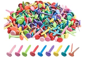 FOYODS 200 Stück Mini Bunte Brads für Papierbastelarbeiten – Bastelprojekte, Musterbeutelklammern, Bürokunst, Schulprojekt-Dekorationen, Papierverschlüsse, Splinten, 0,6 x 1,3 cm