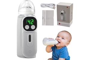 STRIXORN Flaschenwärmer Baby, Tragbarer Flaschenwärmer Unterwegs mit LED-Display, Schneller Heizung und 48H Warm Warm 7 Einstellbare Temperatur, Mobiler Flaschenwärmer Baby für Unterwegs und Zuhause
