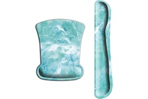 ITNRSIIET Upgraded Ergonomic Keyboard Wrist Rest and Mouse Wrist Rest Pad Set, Wrist Pad with Non-Slip Base for Computer, Laptop, Gaming, Working, Easy Typing & Pain Relief,Corrugated Green Marble
