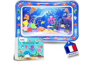 NEDIT Tapis Eau Bébé Eveil (Taille 70x50cm) Grand Tapis d’eau Gonflable - Tapis Sensoriel Bebe - Jeu Aquarium - Cadeau Jouet 0 3 6 9 mois - Société Française (TAPIS D'EAU D'ÉVEIL BÉBÉ)