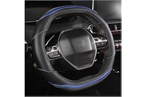 YLFC Cubierta de Volante para Peugeot 3008 4008 5008 Protector para Volante de Coche Fibra de Carbono + PU Accesorios de Cuero Interior Coche Cubre Volante Auto Funda Volante Cuero (Color : Blue)