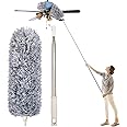 FEEDFIRE Microfiber Flexible Feather Duster Bendable & Extendable Fan Cleaning Duster with 30-100 inches Expandable Pole Handle Washable Duster for High Ceiling Fans, Window Blinds, Furniture