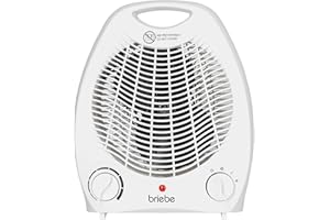 briebe Calefactor con Termostato para Bajo Consumo, Eléctrico, 2 Niveles Potencia, Ventilador Aire Caliente/Frío, Seguridad contra Sobrecalentamiento, Calefacción Portátil Hogar, 2000W, HT1126