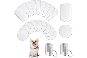 ZDNT Edelstahl Anhänger Blanko 20 Stück Rohlinge Dog Tags Stanzen Rohlinge Hundemarken Blank Stamping Tag Schlüsselanhänger Beschriftbar Leere Anhänger Tags Rund Schlüsselanhänger DIY Making Kit