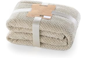 DecoKing Henry Cuddly Blanket, Soft, Fleece Microfibre Bedspread in Scandinavian Style, Cappuccino, 70 x 150 cm