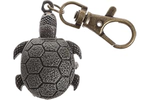 Hemobllo Zarte Retro Flip Schildkröte Taschenuhr Schlüsselbund, Cartoon Schildkröte Taschenuhr Haltbare Schildkröte Mini Kleine Quarz Geburtstagsgeschenke für Studenten