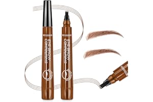 WOLEEUP Microblading Eyebrow Contouring Pen Pencil - Magical Precise Waterproof Brow Pen Liquid Natural Eyebrow Contouring 4 Tip Pen Micro-fork Tip Brow Pencil (Light Brown-01)
