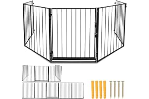 Tubiaz Barreras Seguridad niños Escalera, 304 cm, barreras Seguridad para Animales, 5 Piezas, Metal Valla Seguridad Infantil, Rejilla de Chimenea para niños y Mascotas