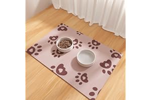 BLESWIN Pet Feeding Mat 30x50cm, Absorbent Pet Food Mat, Dog Food Mat Small, Rubber Dog Mats are Non-Slip and Waterproof to Protect Floors, Mat for Cat Food and Water Bowls, Cat Feeding Mat, Pink