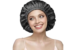 Umisleep Doppellagige 22 Momme 100% Maulbeerseide Schlafmütze für lockiges Haar, Atmungsaktive, Verstellbare Seidennachtmütze mit Gummiband – Schützt vor Frizz und Haarschäden