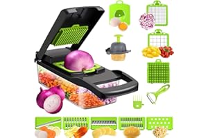 HUIYONGLAN 16 in 1 Vegetable Chopper, Vegetable Choppers Vegetable Cutter Mandoline Vegetables Slicer, Potato Chipper, Onion Salad Food Fruits Choppers Manual, Veg Chopper with 7 Blades, Kitchen Tools & Gadgets