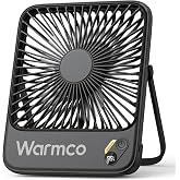 Warmco 10000 mAh taşınabilir vantilat&ouml;r, 21 cm kişisel masa vantilat&ouml;r&uuml;, pil, ultra sessiz ve s&uuml;per d&uuml;z, dijital g&ouml;stergeli, 