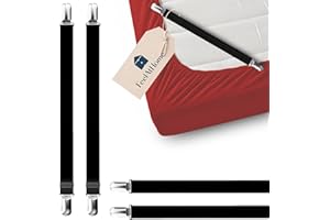 FEELATHOME 4 PCS Bed Sheet Clips Keep Bedsheets In Place-Corner Bands Suspenders For Fitted Sheets - Mattress Sheets Grippers Holders Straps Fits From Twin Queen King Garters Fasteners Clamps