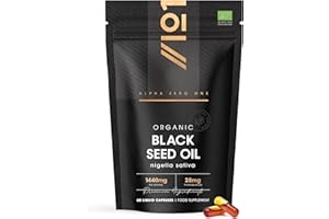 Organic Black Seed Oil Capsules 1440mg – 3X% Thymoquenine - 60 Vegan Capsules – Cold Pressed & Virgin Cumin Seed Oil by Alpha01