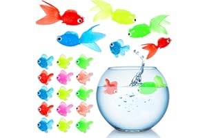 Threan 20 Stück Dehnbare Neon Fische Künstliche Schwimmende Fische Weiche Gummi Goldfische Spielzeuge Kleine Gefälschte Fische Ornament für Katzenspielzeug Aquarium Dekoration Party Mitgebsel