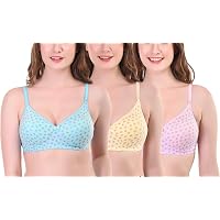 FUNAHME Women's Girl's Lightly Padded Regular Use Cotton Bra (Pack of 3)