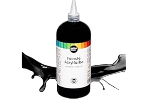 perfect ideaz - Vernice acrilica nera 1000 ml (1l), altamente coprente, resistente alla luce, a base d'acqua