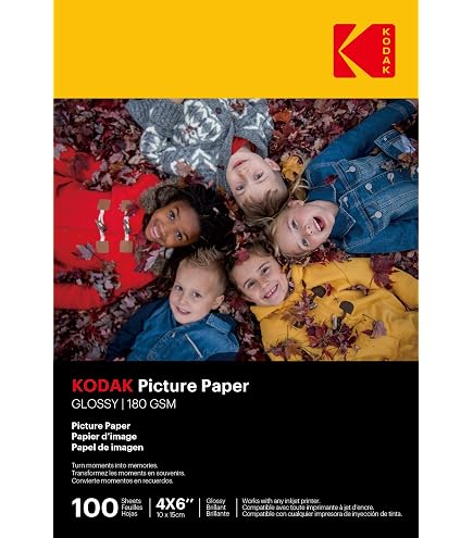 Carta Fotografica Lucida 10x15 Cm, 180 G/m², 100 Fogli (2x50), Asciugatura Rapida, Resistente All'Acqua, Per Stampanti Inkjet