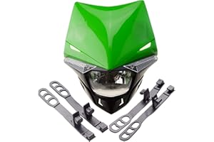 GOOFIT Green H4 12V 35W Motorbike Headlight 2 Indicators lights Approved Cover Halogen Indicator Fairing Lampshade lights Replacement For Super moto Motocross Dirt Bike