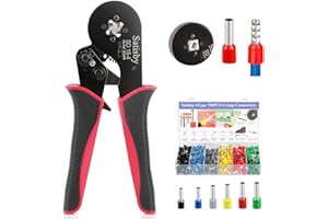 SATISBY Kit Puntalini Elettrici 0.08-16mm² Set-Pinza Crimpatrice Capicorda, con 750pz Capicorda Elettrici a Crimpare, Terminali a Crimpare, Pinza Puntalini Filo Autoregolanti per Elettricista