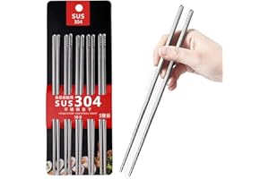 KOIROI 5 par pałeczek ze stali nierdzewnej, pałeczki metalowe, pałeczki antypoślizgowe, nadają się do mycia w zmywarce, wielokrotnego użytku, japońskie pałeczki do jedzenia, spersonalizowane pałeczki do