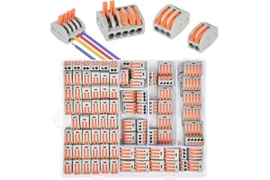 YKGUTILU 160 PCS Connecteurs électriques avec tige de commande,connecteur electrique,connecteurs électriques kit,2 trous 110PCS, 3 trous 30PCS, 4 trous 10PCS, 5 trous 10PCS (boîte en plastique)