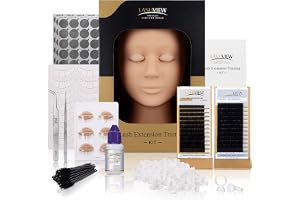 LASHVIEW Wimpernverlängerung Set, Professionelle Wimpern Mannequin Kopf Set mit 4pc abnehmbaren Augenlidern, Wimpern-Set für Anfänger der Wimpernverlängerung