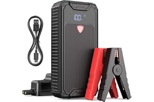 ‎TYONTO Jump Starter Powerbank 4000A Spitzenstrom 26800mAh Auto Starthilfe mit 10W USB-Schnellladung, Geeignet für Benzin- und Dieselmotoren bis 8L, Mit LED-Licht und LCD-Display,Auto Starthilfe mit PKW