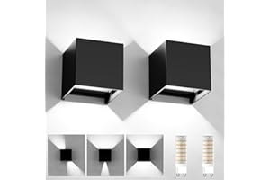 YrgePowk 2 Pezzi Applique da Parete Interno con 9W 6000K Bianco Freddo G9 Sorgente Luminosa Sostituibile，Moderna Applique da Esterno IP65 Impermeabile Angolo del Fascio Regolabile（Nero）