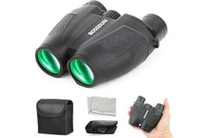 BOSSDUN Prismáticos 10x25, Binoculares Compactos para Observación de Aves para Adultos y Niños con Ocular de 20 mm, Lentes FMC con Prisma BaK4, Prismáticos Impermeables para Caza observación Aves Senderismo