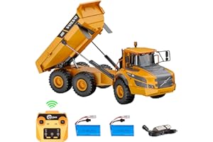 MODELTRONIC Double Eagle E591 Camión RC con volquete Licencia auténtica de Volvo A40G proporcional 1:20 en 2.4Ghz + BATERIA Extra