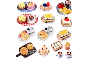 Aruigu 51 Stücke Miniatur Essen und Trinken, Miniatur Deko Harz Puppenhaus Zubehör Miniatur Lebensmittel Set, Mini Küche Kleine Puppenzubehör Für Einzigartiges Geldgeschenk als DIY Miniatur deko