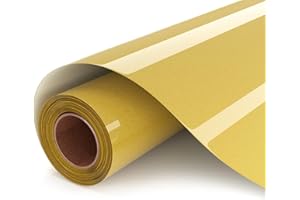 UIOK Flex Thermocollant Pour Tissu Or Vinyle Thermocollant, HTV Film de Traceur Textile 30.5 x 182cm Flex Thermocollant pour Cricut et Silhouette, Facile à Couper et à Désherber (Or)