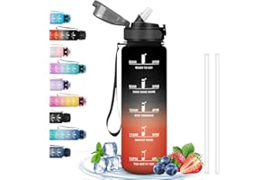 GRSTA Borraccia 1 Litro, Borraccia Palestra Senza Perdite, Borraccia Motivazionale con Cannuccia, Facile da Trasportare, Borraccia Trekking per Adulti, Borraccia per Sport, Campeggio, Ciclismo, Corsa, Yoga