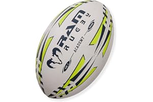 Ram Rugby Academy Trainer Rugby Ball (Size 4 & 3) 3 ply, Club Quality Rugby Training Ball - 3-D Grip for ultimate Passing & Catching Control – Suitable for Youth, Kids & Children