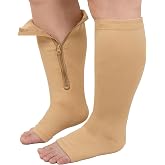 PUTUO Compression Socks Large Size: Compression Socks with Zipper Open Toe for Men and Women 1 Pair