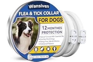 WANSIVEN 65cm Réglable Collier Anti-Puces et Tiques pour Chiens et Imperméable, 12 Mois Collier Antiparasitaire pour Chiens, Convient à Tous Les Chiens (W1-dog-2pcs)