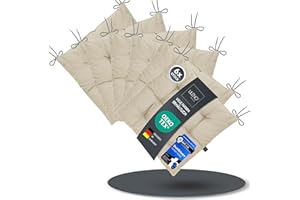 ‎LILENO HOME LILENO HOME 6er Set Stuhlkissen 13 Latte (40x40x6 cm) - Sitzkissen für Garten, Küche oder Esszimmer - UV-beständige Indoor u. Outdoor Stuhlauflage als Stuhl-Kissen (Linda FUM)