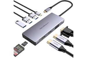 NEWMIGHT Dock USB C,Station d'accueil USB C 9 en 1 vers Double Hdmi,avec Alimentation 100W, 2 Hdmi, VGA, 3 USB 3.0, Lecteur De Cartes SD/TF, Hub USB C Triple Affichage pour Macbook, HP, Dell…