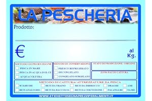 etichettesegnaprezziperalimenti 30 SEGNAPREZZI PLASTIFICATI PESCHERIA 8,3x11,3 cm.