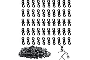 Diffaxy Lot de 50 supports de guirlande lumineuse d'extérieur pour lampes extérieures, crochets de gouttière noirs réutilisables pour guirlandes lumineuses, chaînes de stalactites, guirlandes
