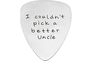 AGR8T Plettro in acciaio INOX per chitarra,ideale per uno zio nel giorno del matrimonio o dell'anniversario, scritta in inglese "I couldn't pick a better uncle" (Argento)