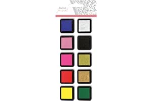 Aladine - Kit 10 Mini Encreurs pour Bullet Journal - Encres pour Tampons - 2,5 x 2,5 cm - Rouge, Vert, Jaune, Rose, Noir, Bleu, Doré, Argenté, Cuivré - Pour Carterie, Loisirs Créatifs - Izink - 03915