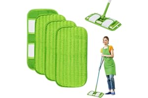 RHHGHY Zestaw 4 szt. Sweeper Mikrofibra, 29 x 15 cm do Zamiennik mopa wielokrotnego użytku, do czyszczenia podłóg suchych i mopa