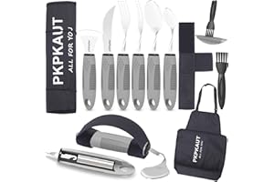 PKPKAUT Adaptive Utensilien für ältere Parkinson-Patienten, beschwerte Utensilien für Handzittern, Parkinson-Essbesteck für behinderte Menschen, beschwertes Besteck für Handzittern und arthritische